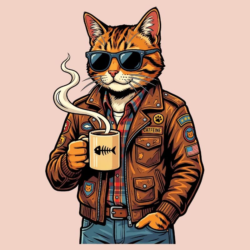 Katzenbiker mit Kaffee