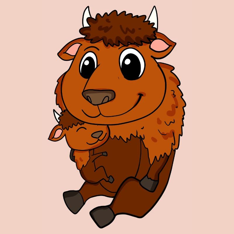 Grossesse familiale - Bison avec bébé - Bison