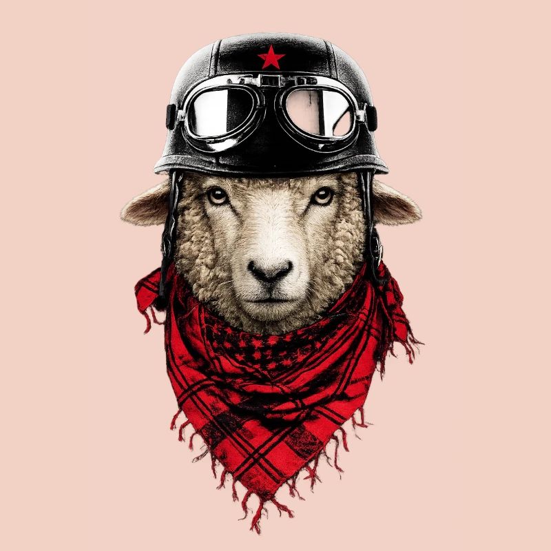 Pilot sheep in bomber look