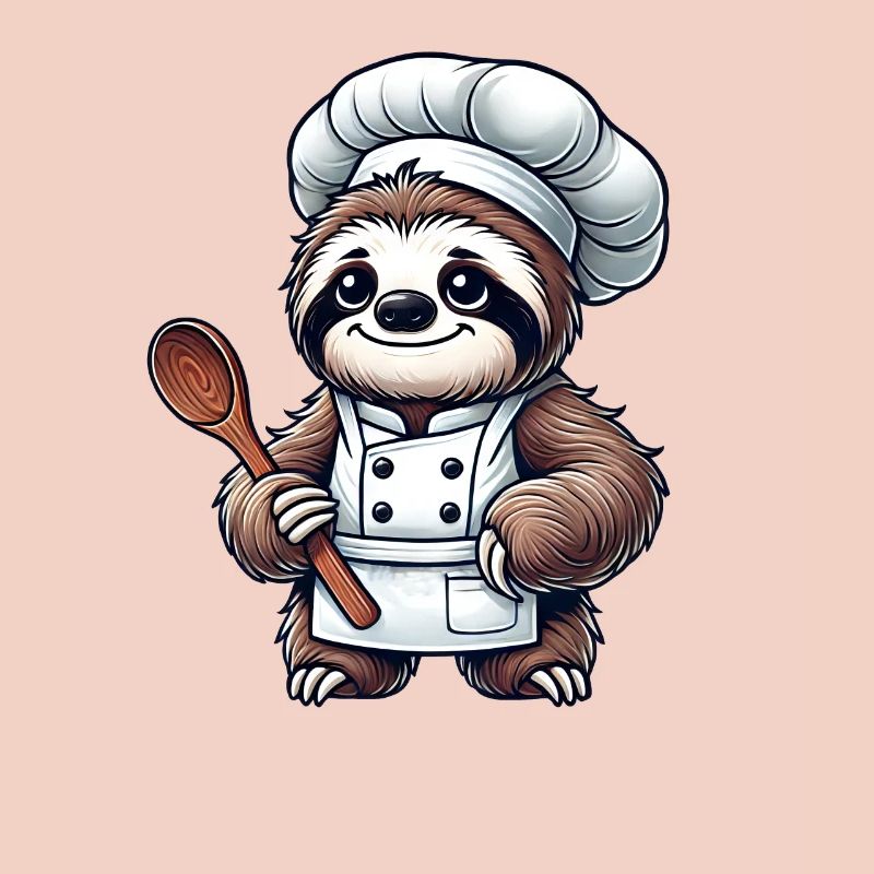 Cute Sloth Chef Chef Kitchen Cooking