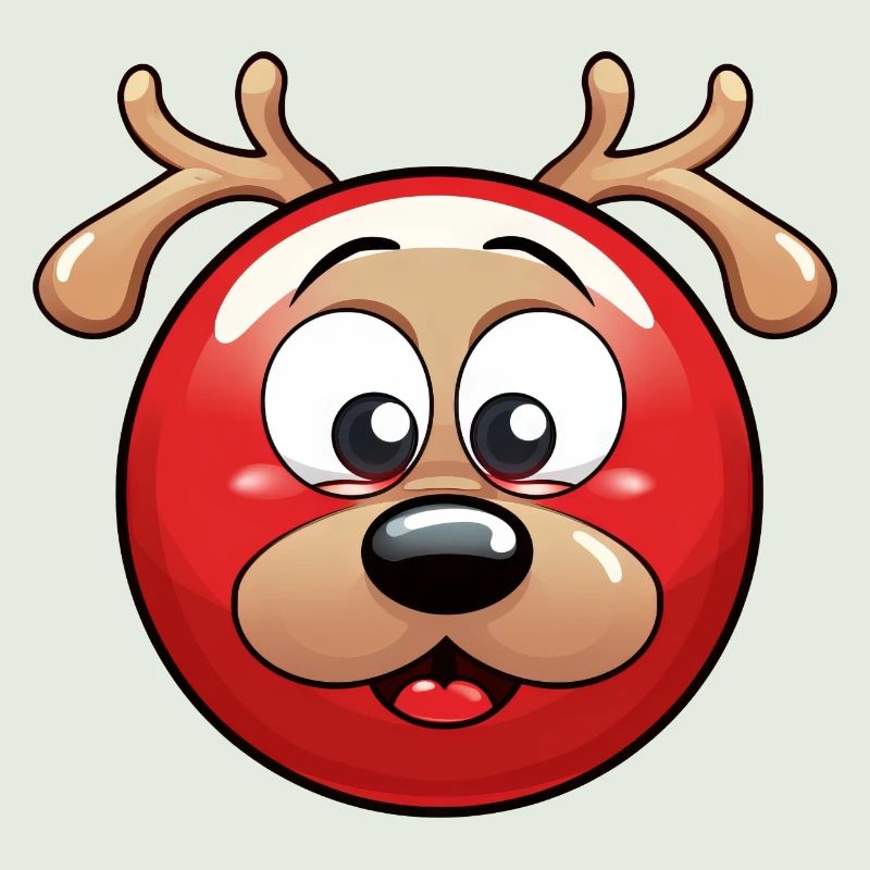 Rundes Rentier-Weihnachtskugel Comic Design