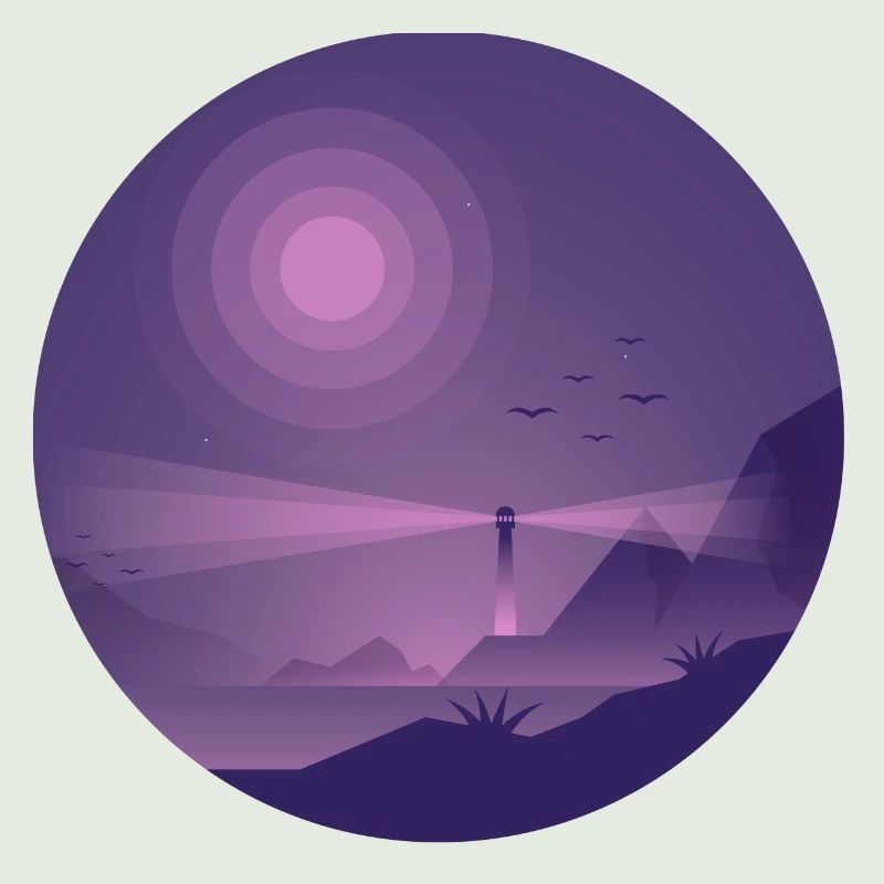 Lighthouse at night Purple light