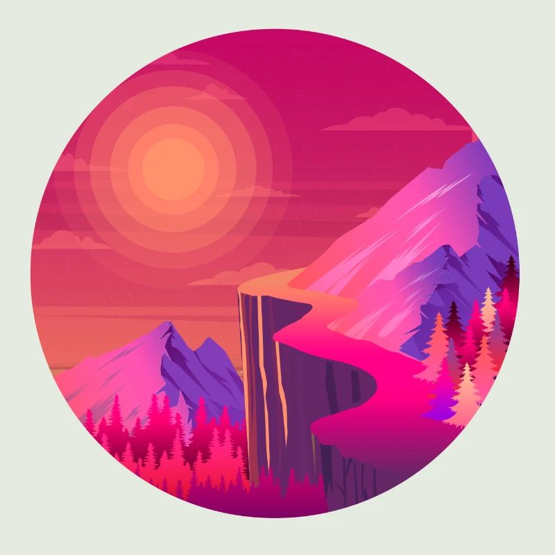 Path in the mountains sunset
