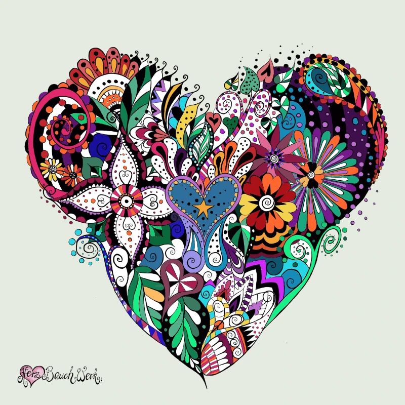 Mandala Herz bunt.