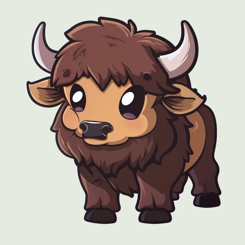 Cute bison cartoon character