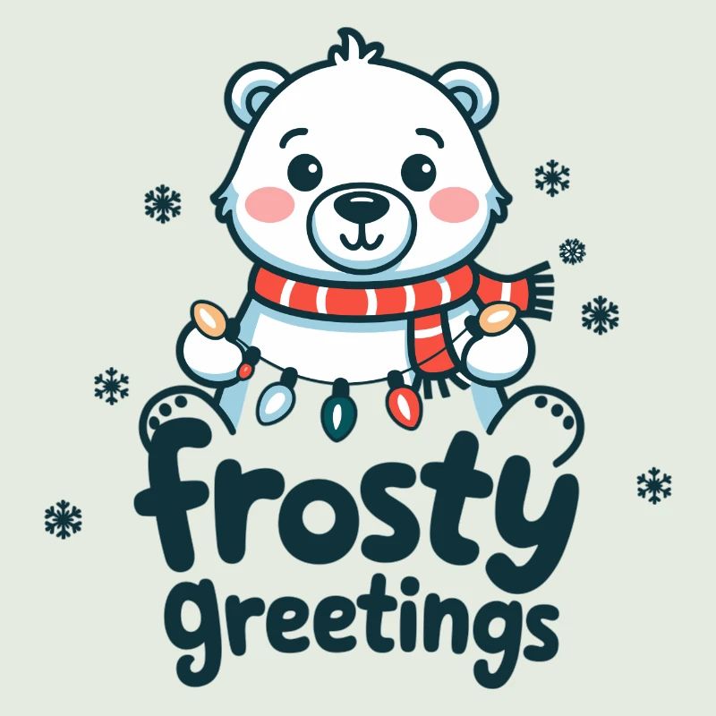 Frostige Grüße – Eisbär mit Lichterkette