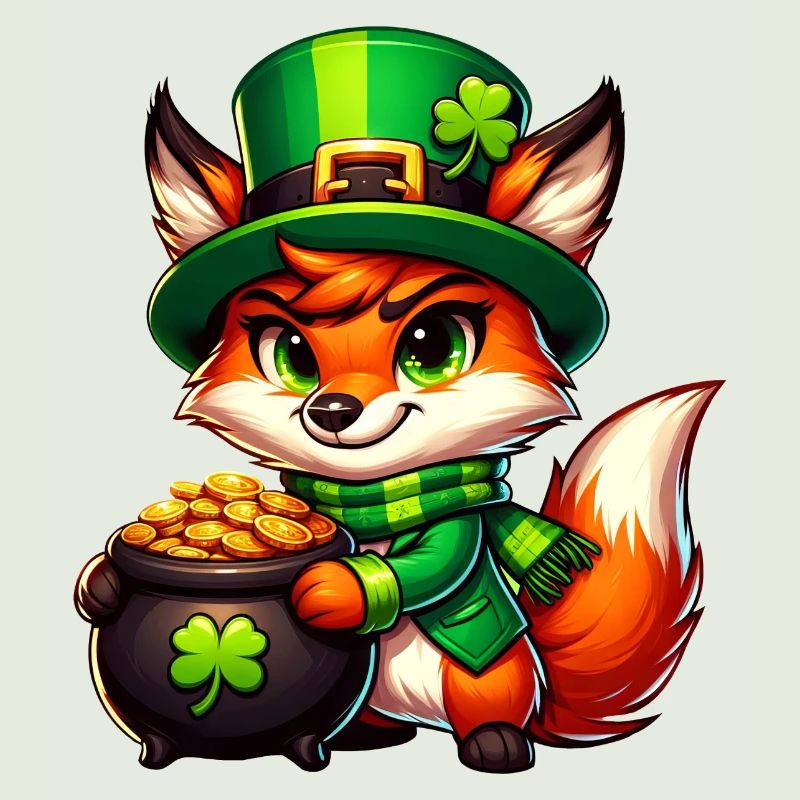 St. Patrick's Day Fox in Gold