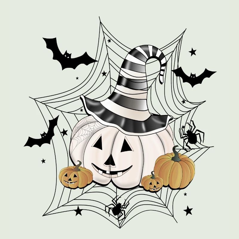 Pumpkin with witch hat
