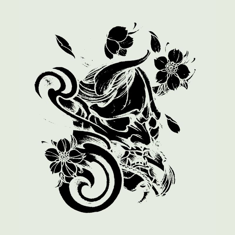 Devil with flowers black