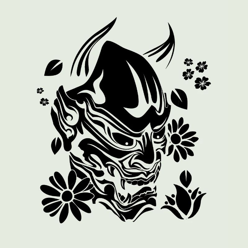 Devil with flowers black