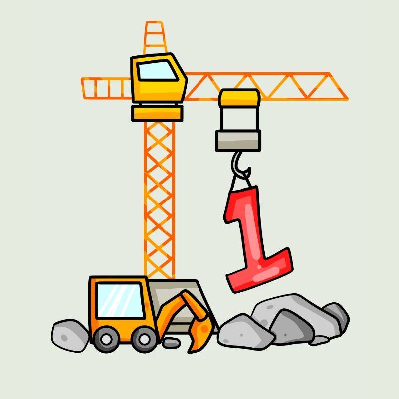 Kinder Geburtstagsshirt Bagger 1 Junge Baustelle 1