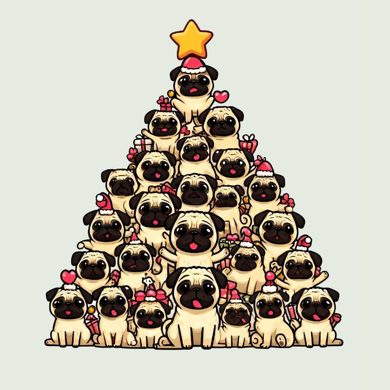 Mops-Fest: Ein Weihnachtsbaum aus Hunden