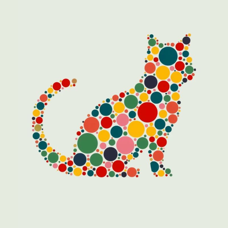 Chat pointillé Fun Mignon Coloré Tacheté