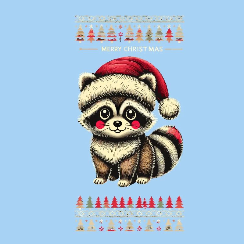 wMignon raton laveur de Noël avec chapeau de Noël