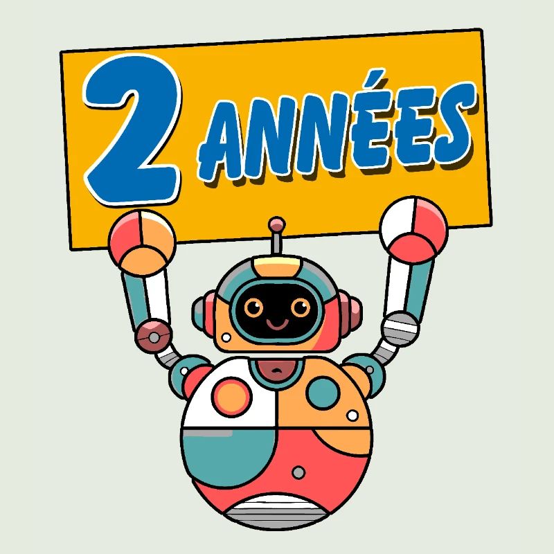 J'ai 2 ans, deux ans, anniversaire avec robot