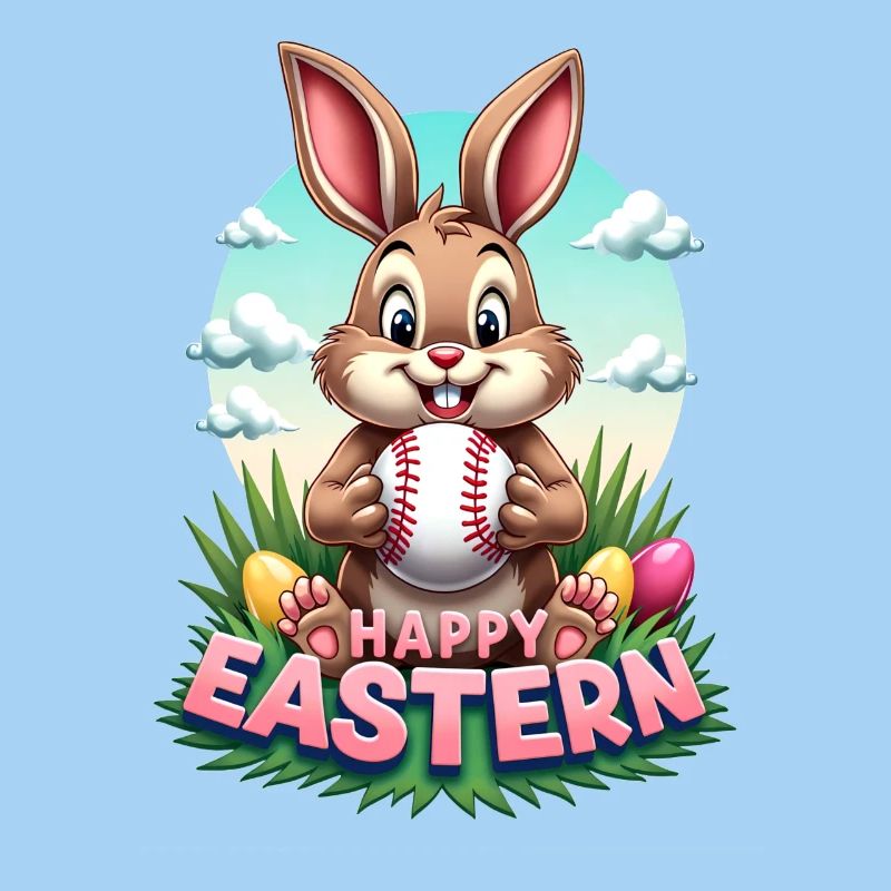 Baseball Happy Eastern Easter Bunny Sport