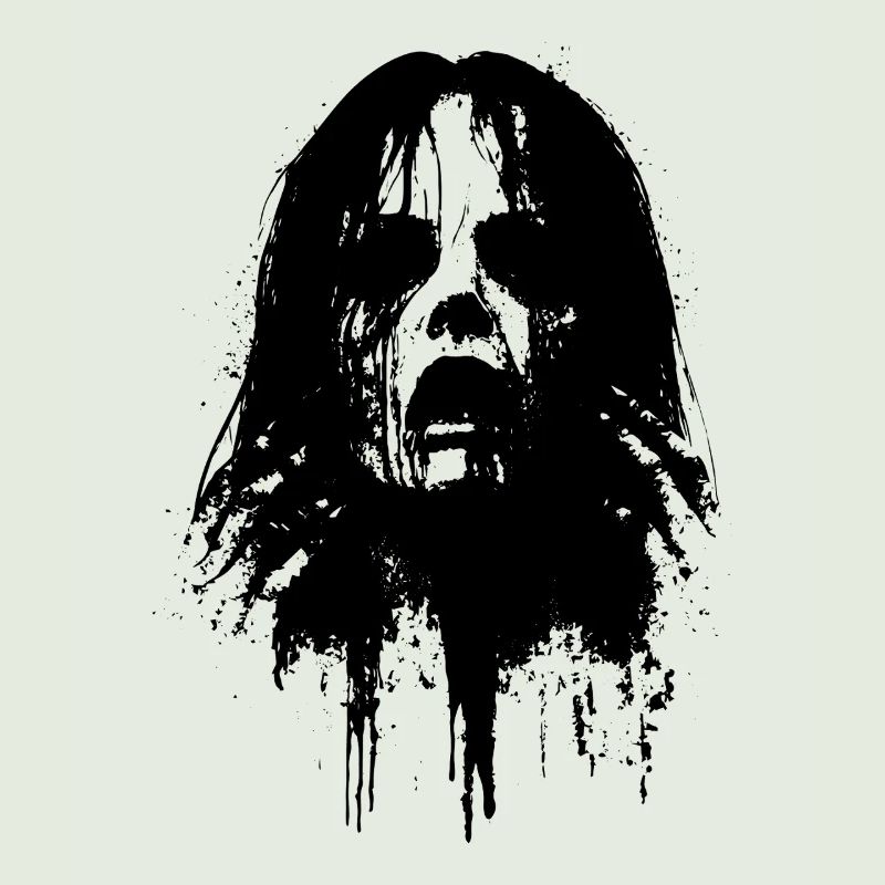 Demonic Woman's Head with Empty Eyes
