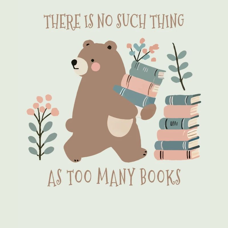 Funny Book Lover Bear Cottagecore Style