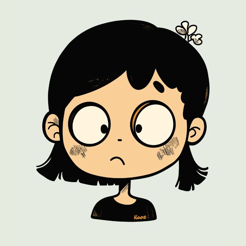 Nachdenkliches Cartoon-Mädchen