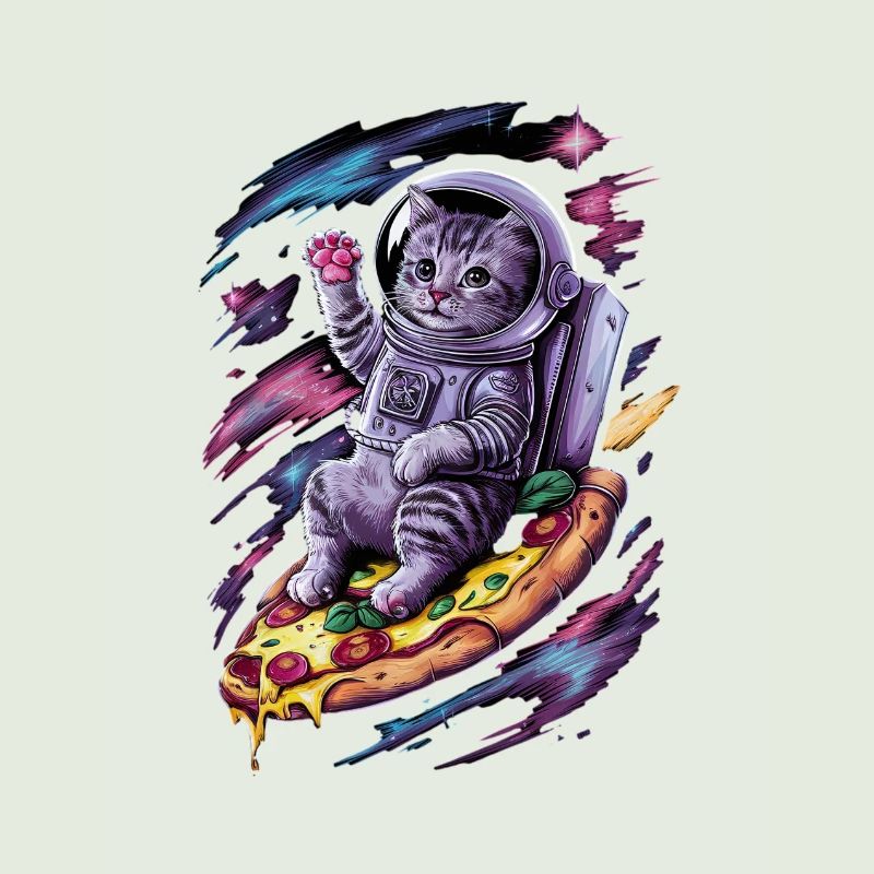 Galaxie de chat sur pizza Vol Aventure spatiale