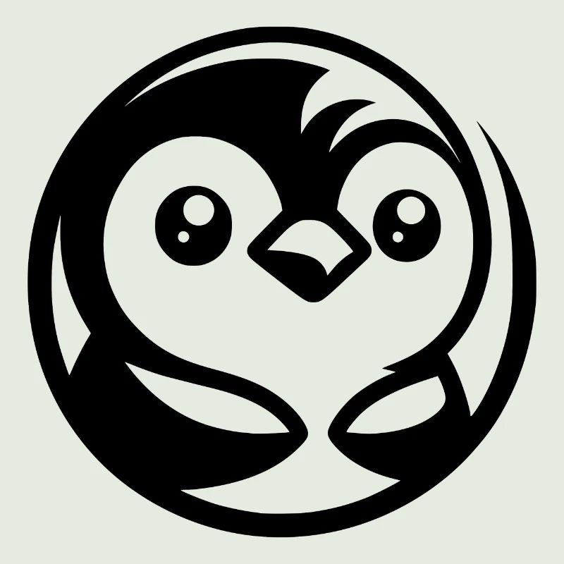 Minimalist penguin drawing with comic charm