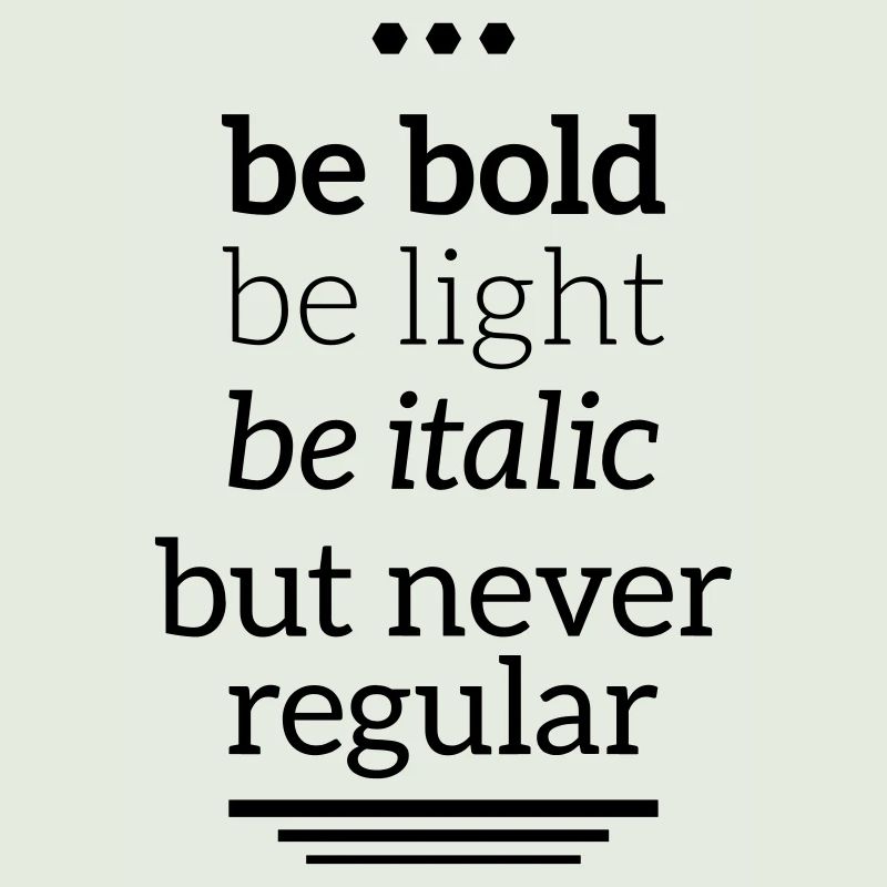 bold light italic never regular Typografie Grafik