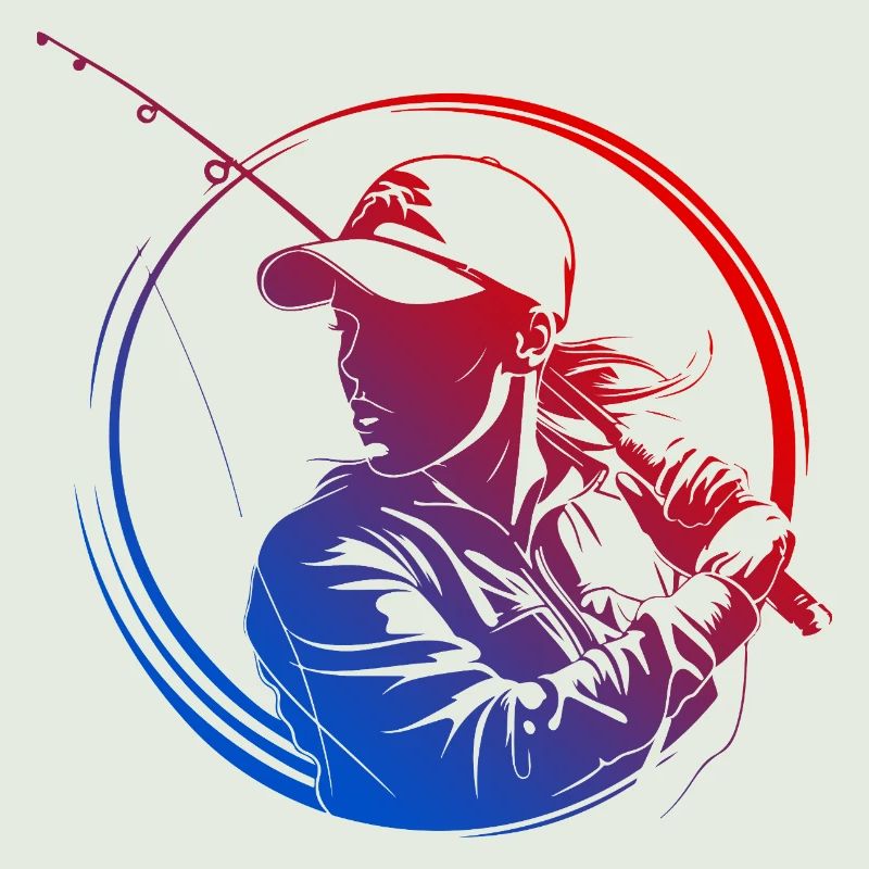 Silhouette de pêche colorée