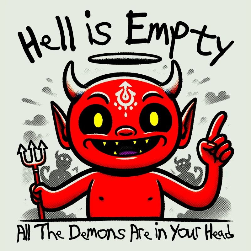 Cheerful Devil Meme - Ironic Retro Vintage
