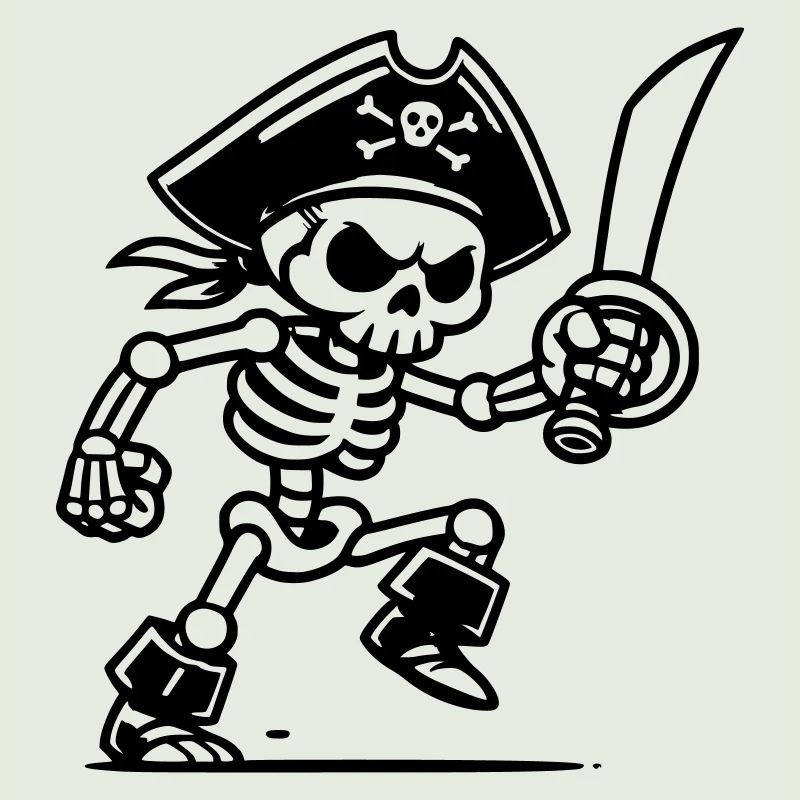 Squelette de pirate avec sabre