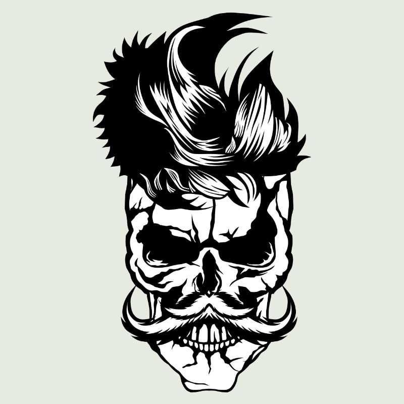 Kopf des Todes Hipster Schädel Kran Schnurrbart Schnurrbart