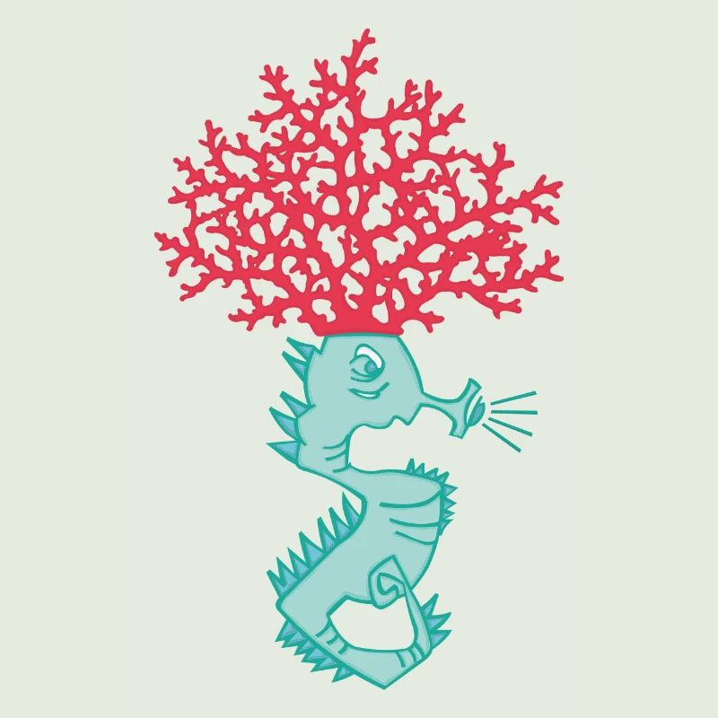 Hippocampe avec un corail sur la tête