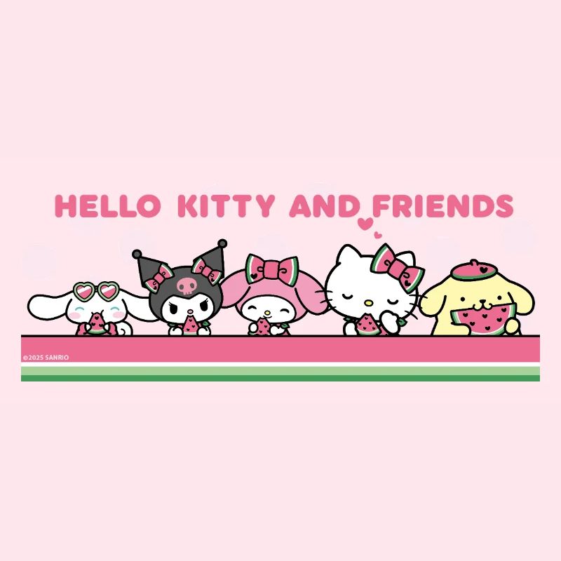 Hello Kitty Et Ses Amis Mangent De La Pastèque