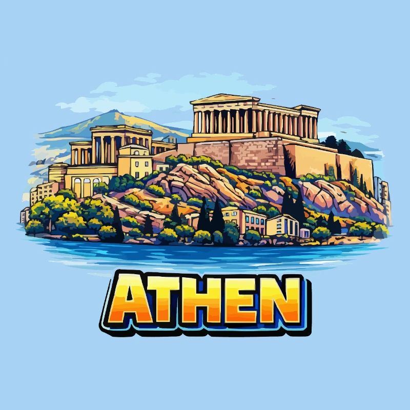 Illustration de l’île de l’Acropole d’Athènes