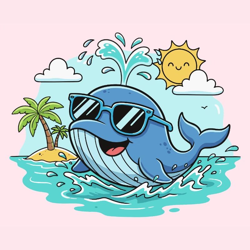 Baleine de plage avec lunettes de soleil