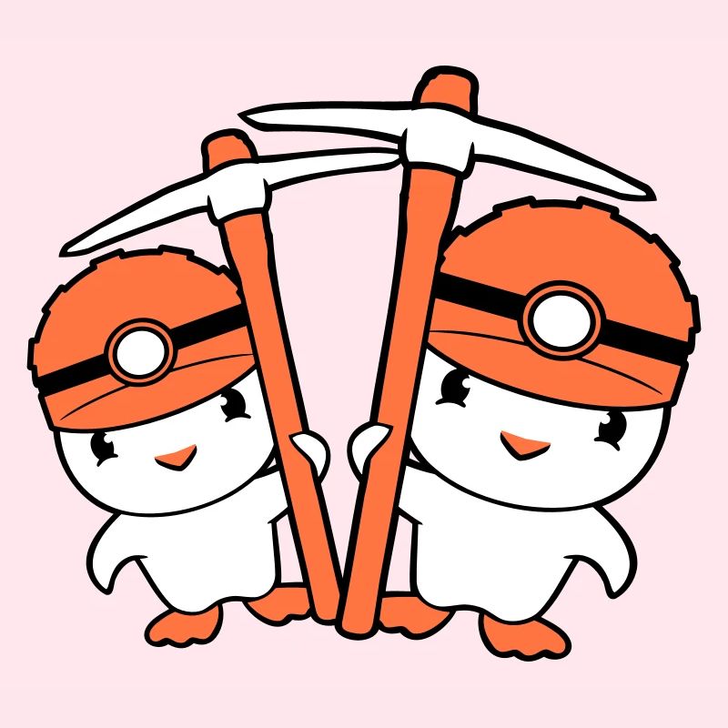 2 canards mineur pioche casque lampe amis mignon