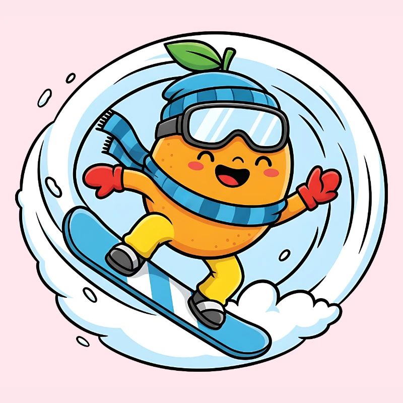 Snowboardende Orange Winter Snowboard Spass