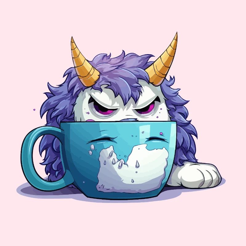 Grummel-Monster im Kaffeebecher