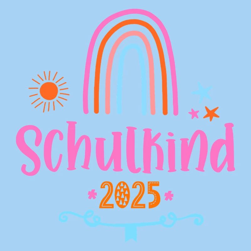 Schulkind 2025 Einschulung Mädchen rosa Regenbogen