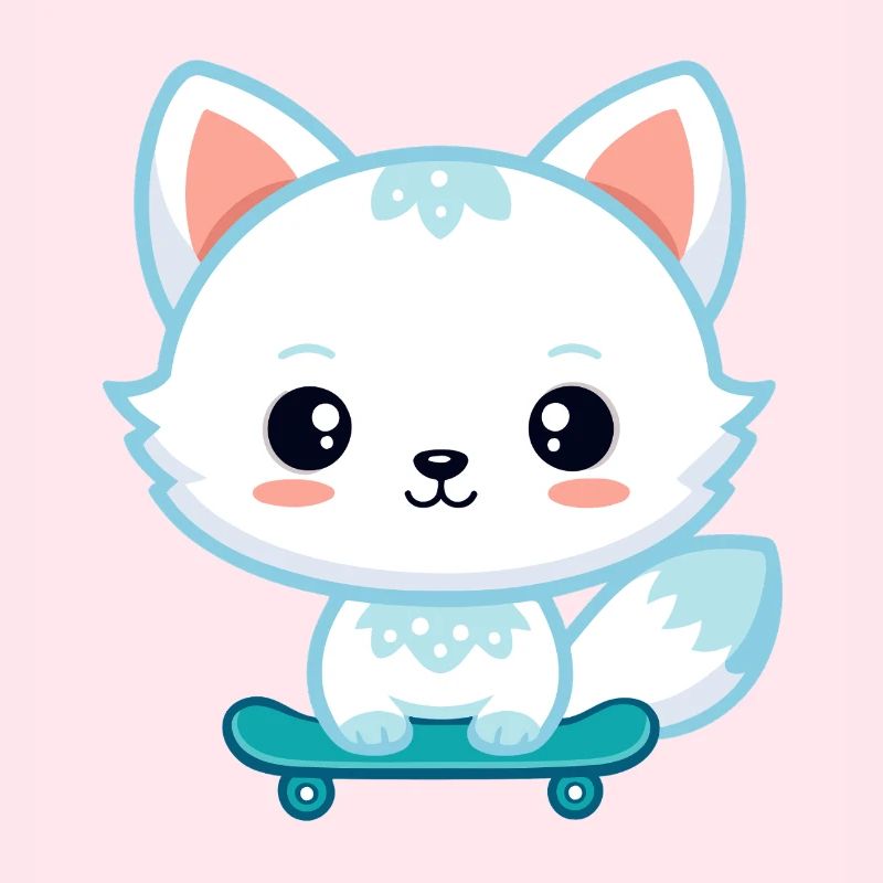 Kawaii Fox on Skateboard