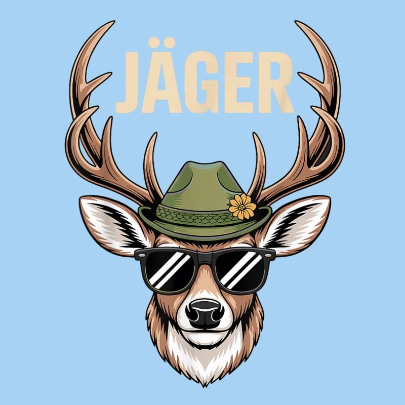 Cerf chasseur avec lunettes de soleil chapeau