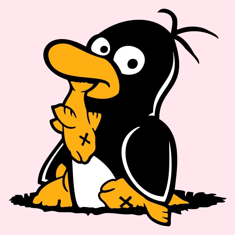 Penguin Eats Fish Caught Hole Bottom Hunger Cool