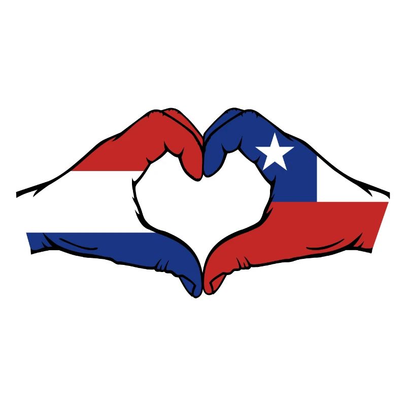 Holland Chile Flag Hands Heart Shape