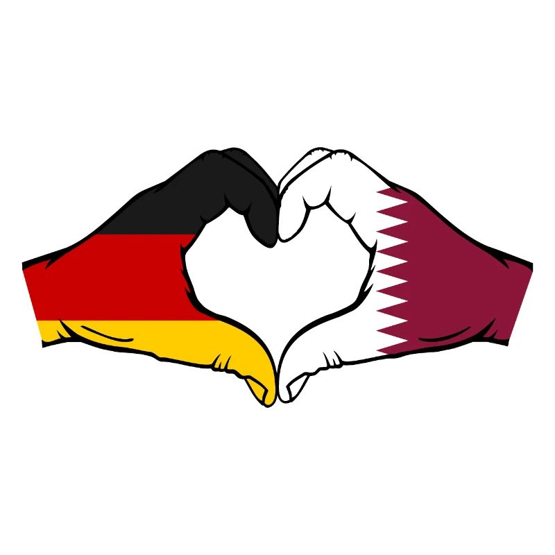 Germany Qatar Flag Hands Heart Shape