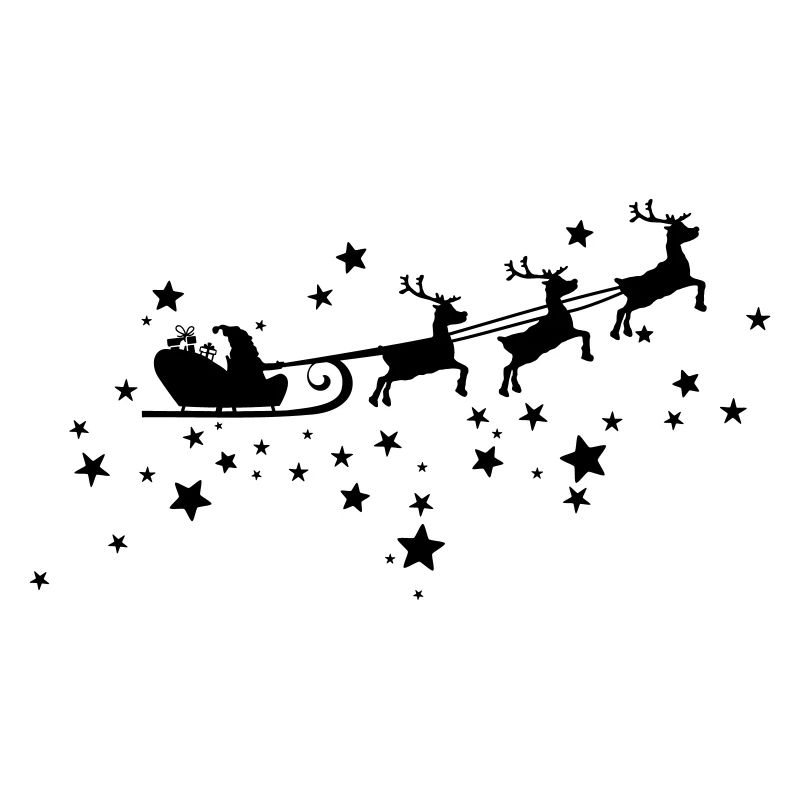 Christkind mit Schlitten am Sternenhimmel