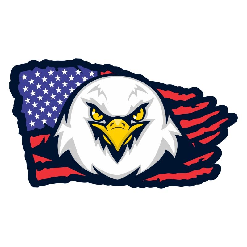 Aigle américain avec drapeau