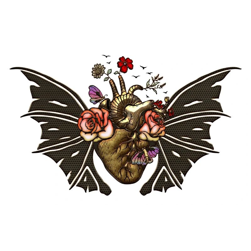 Stunning steampunk heart with wings