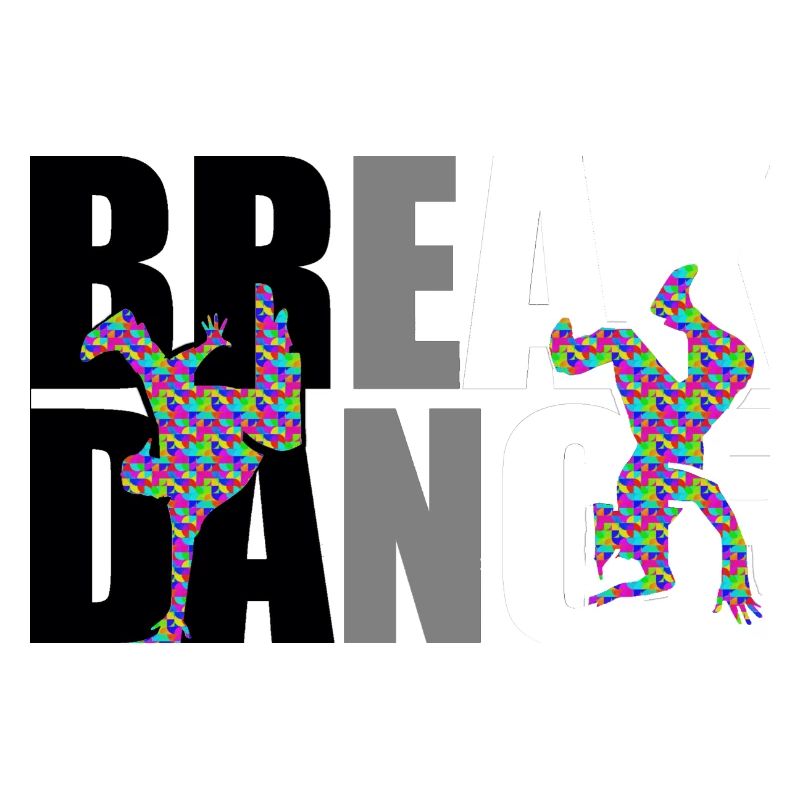 Bunte Breakdance-Silhouetten auf Kontrast