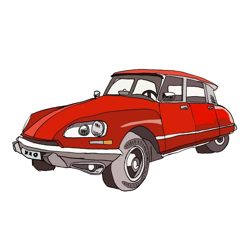 Roter Oldtimer Coupé Illustration