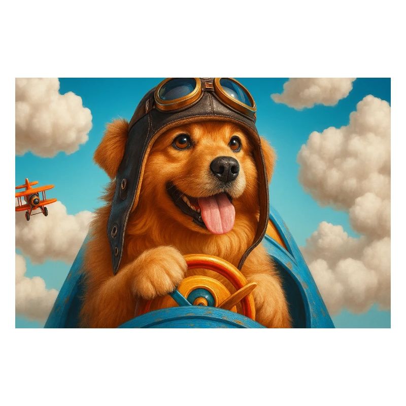 Pilotenhund im Retro-Cockpit