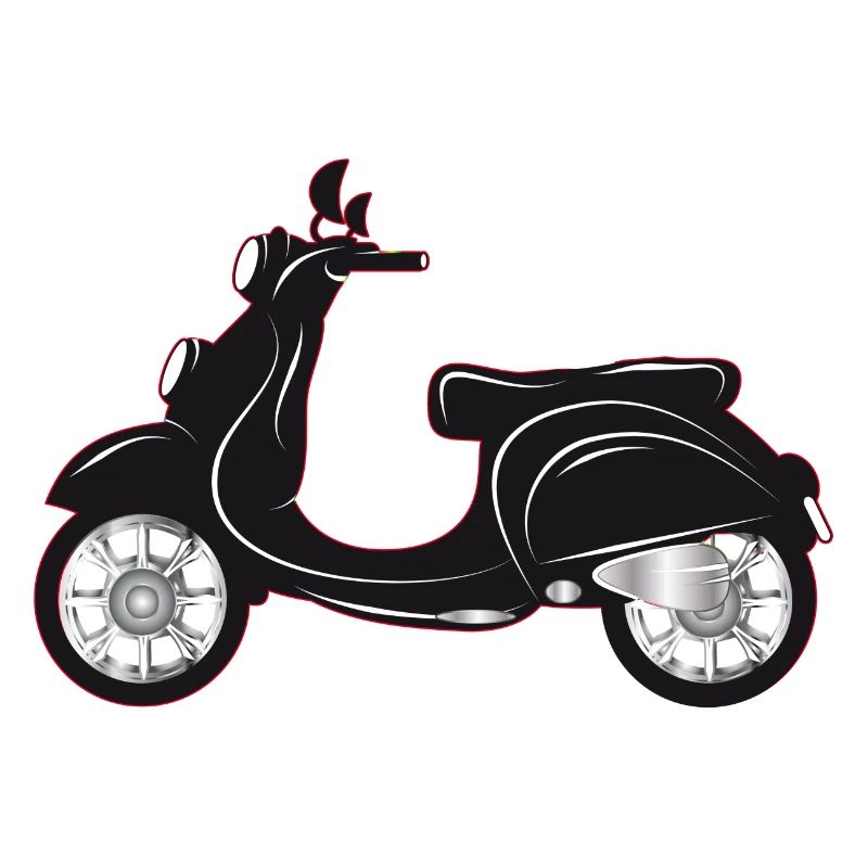 Ein schwarzer Motorroller mit farbigem Rand